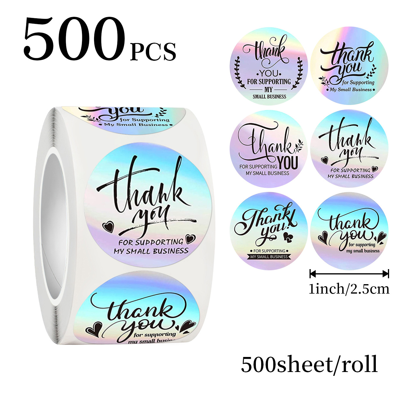 Sticker Label Roll - JCAC 500pcs/roll Stiker Holografik Terima Kasih