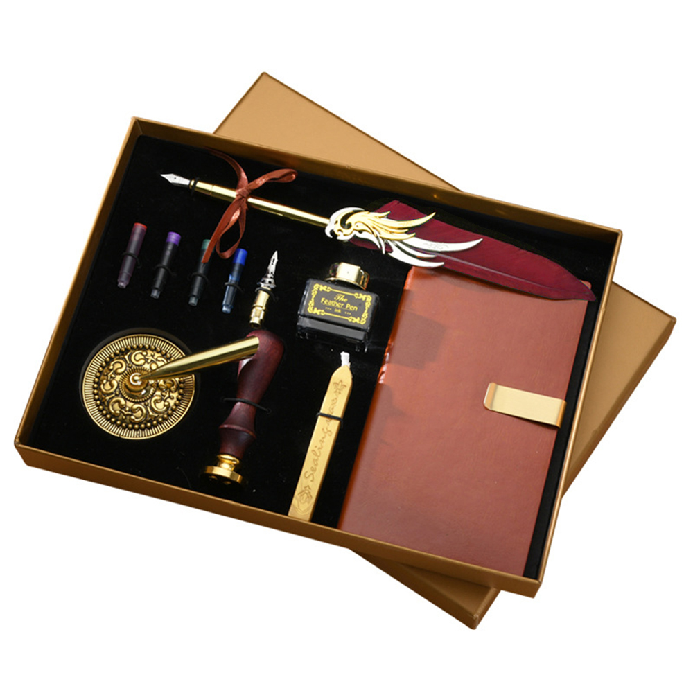 Fountain Pen Ink - Set Pena Bulu dan Tinta Retro,