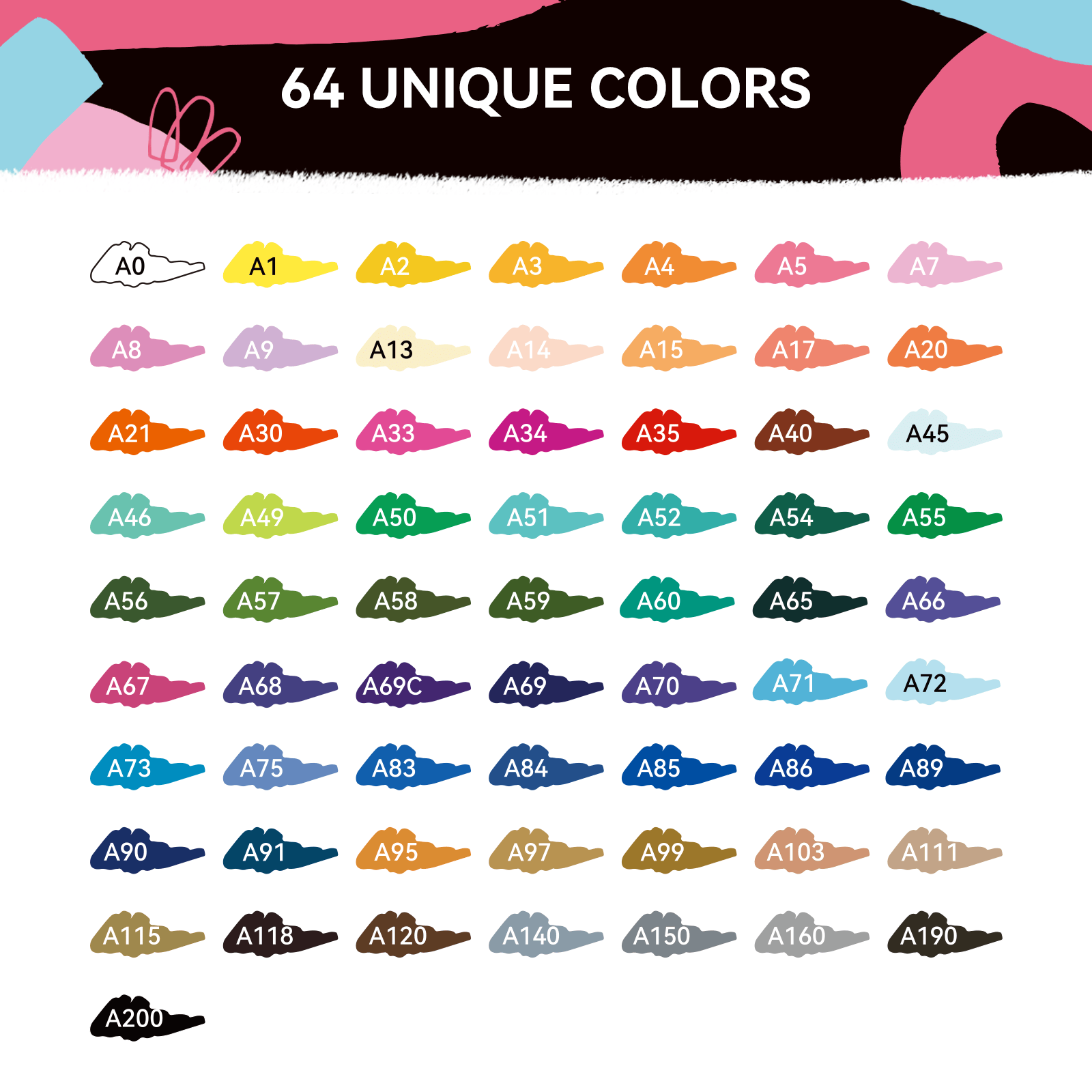 Arrtx 64 Warna Pena Cat Akrili - Copic Marker Classic ulasan dan harga